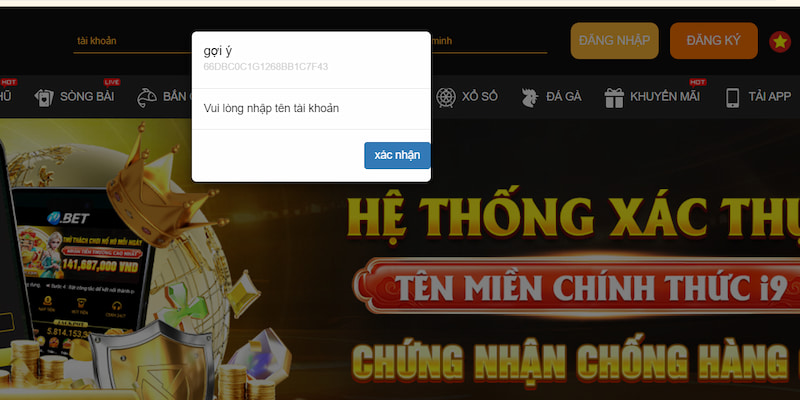 Xác nhận đăng nhập I9BET